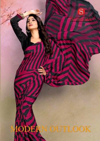 Modern Outlook By Sushma Fancy Lining Pattern Crape Saree Collection